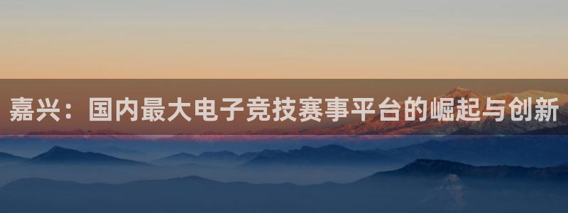 bg大游子股价：嘉兴：国内最大电子竞技赛事平台的崛起与创新
